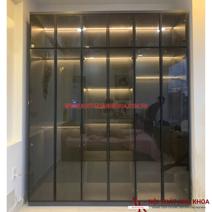 Tủ Quần Áo Âm Tường Cánh Kính Khung Gỗ Công Nghiệp Đẹp Hiện Đại