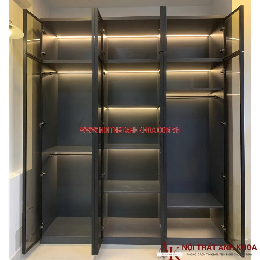 Tủ Quần Áo Âm Tường Cánh Kính Khung Gỗ Công Nghiệp Đẹp Hiện Đại