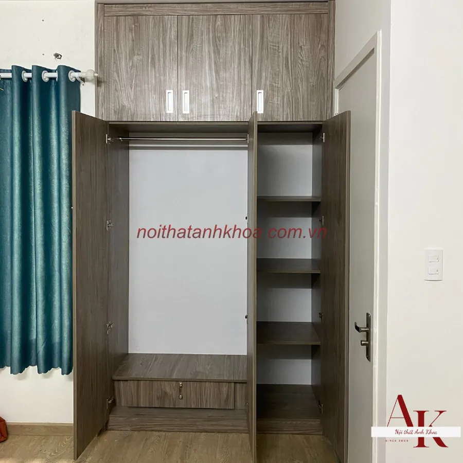 Tủ Quần Áo Âm Tường Gỗ MDF Hiện Đại