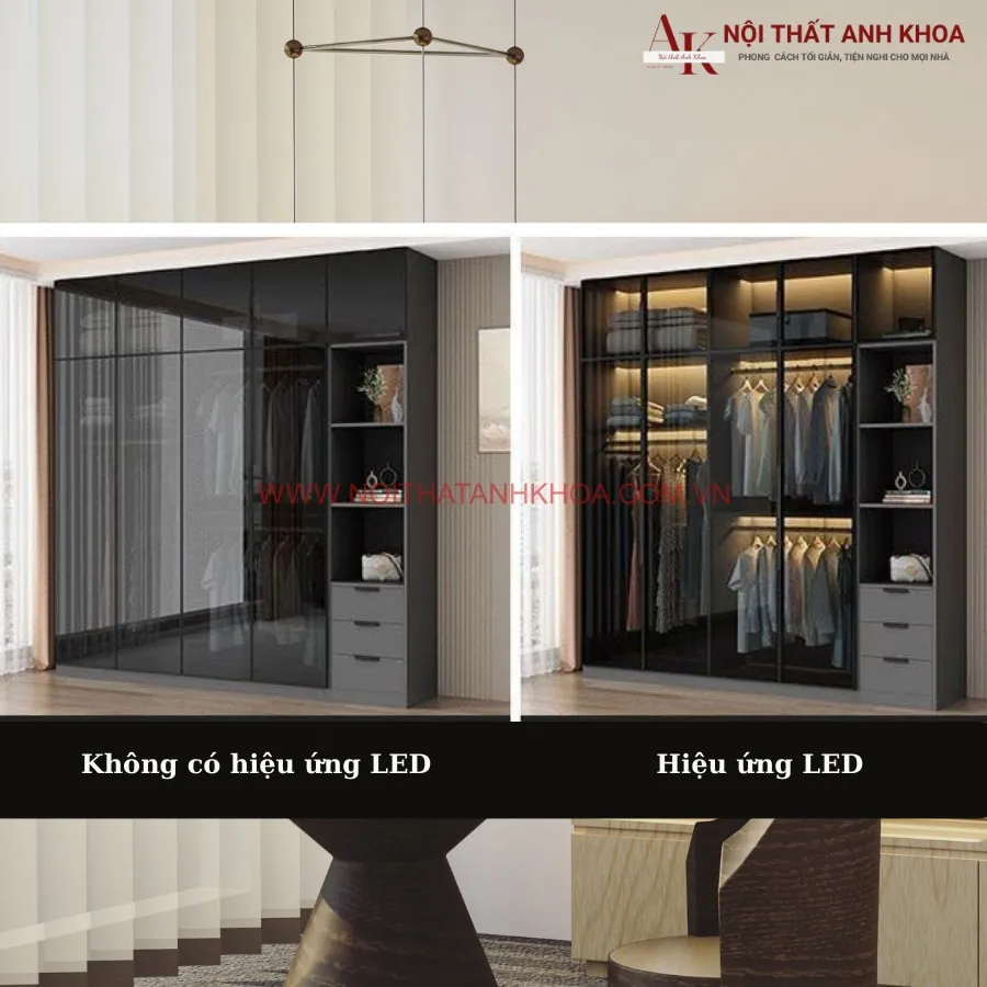 Tủ Quần Áo Cánh Kính Đen Đẹp Hiện Đại Giá Rẻ