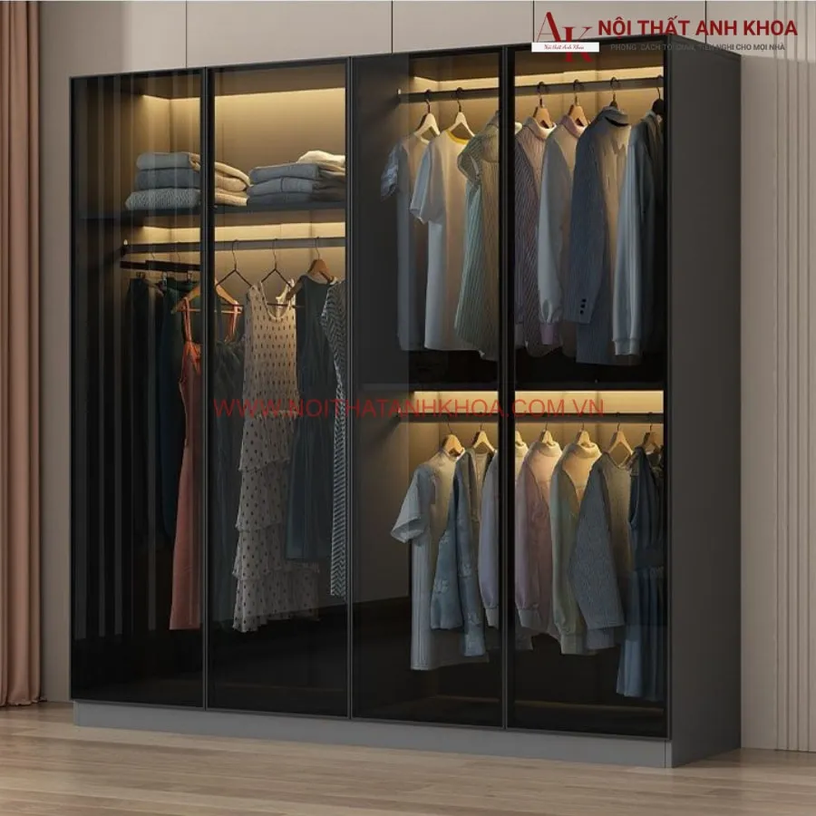 Tủ Quần Áo Cánh Kính Đen Đẹp Hiện Đại Giá Rẻ