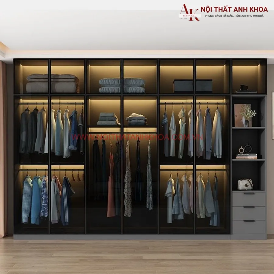 Tủ Quần Áo Cánh Kính Đen Đẹp Hiện Đại Giá Rẻ