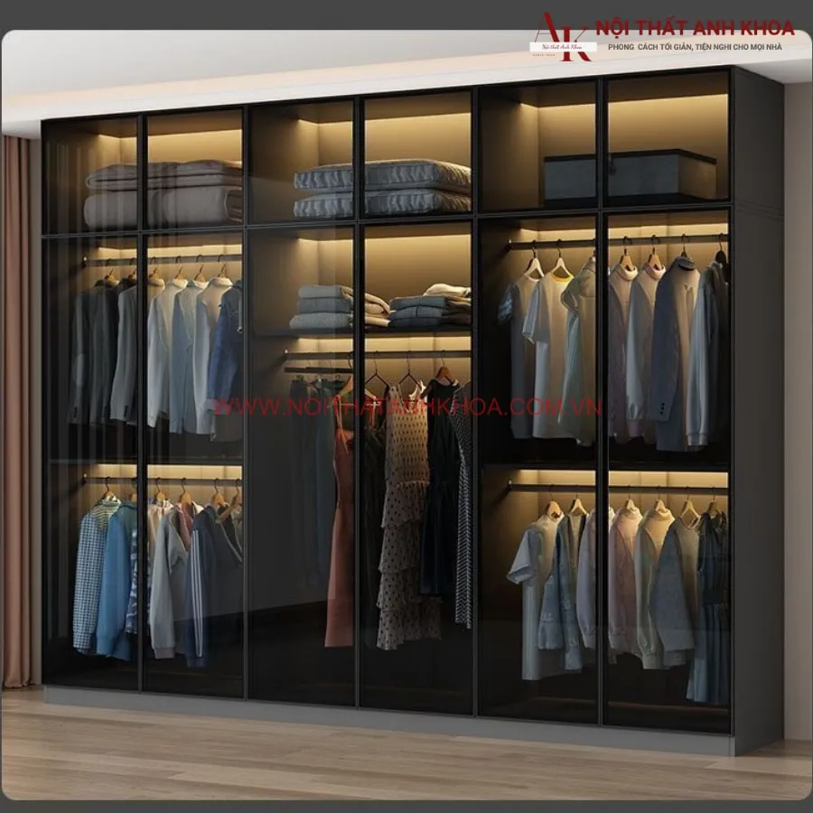 Tủ Quần Áo Cánh Kính Đen Đẹp Hiện Đại Giá Rẻ