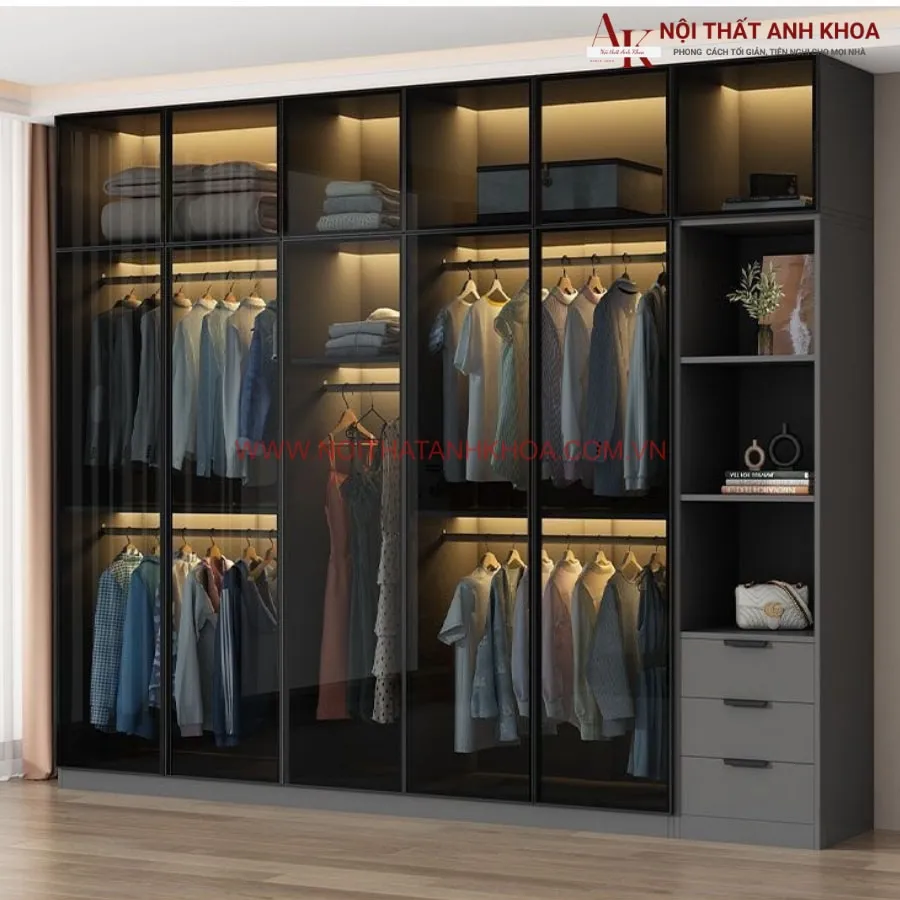 Tủ Quần Áo Cánh Kính Đen Đẹp Hiện Đại Giá Rẻ