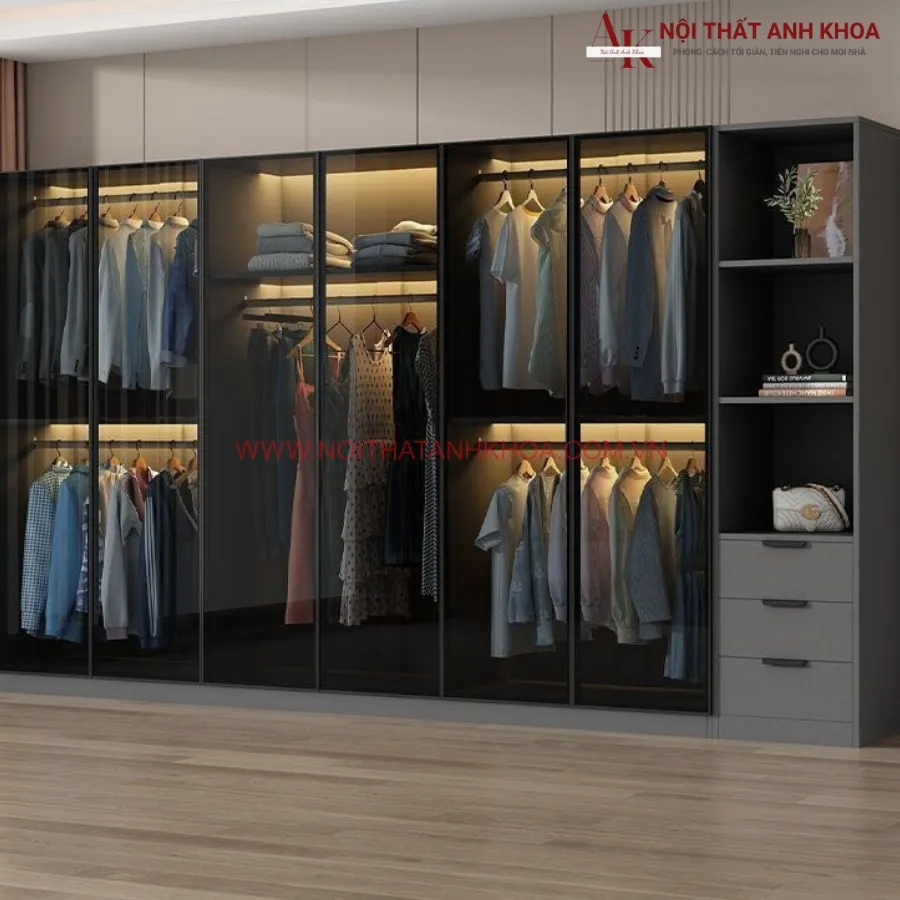 Tủ Quần Áo Cánh Kính Đen Đẹp Hiện Đại Giá Rẻ