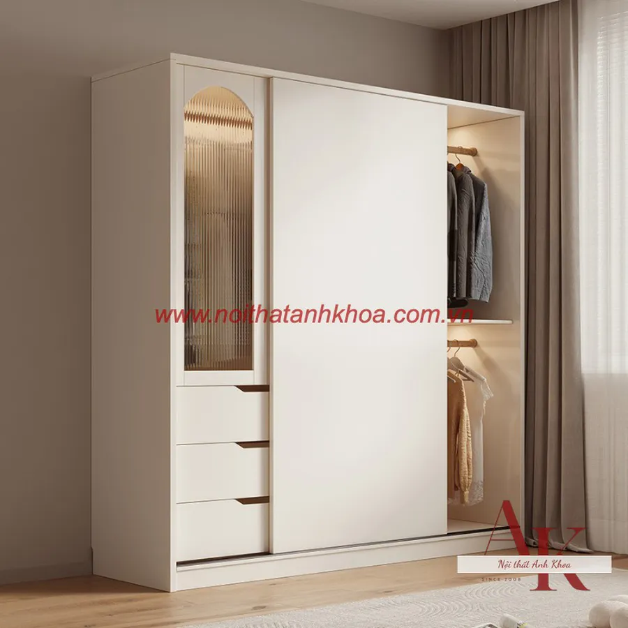 Tủ Quần Áo Cánh Kính Gỗ Công Nghiệp Đẹp Hiện Đại