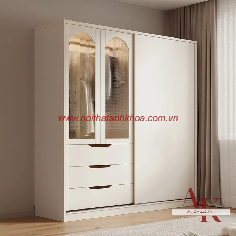 Tủ Quần Áo Cánh Kính Gỗ Công Nghiệp Đẹp Hiện Đại