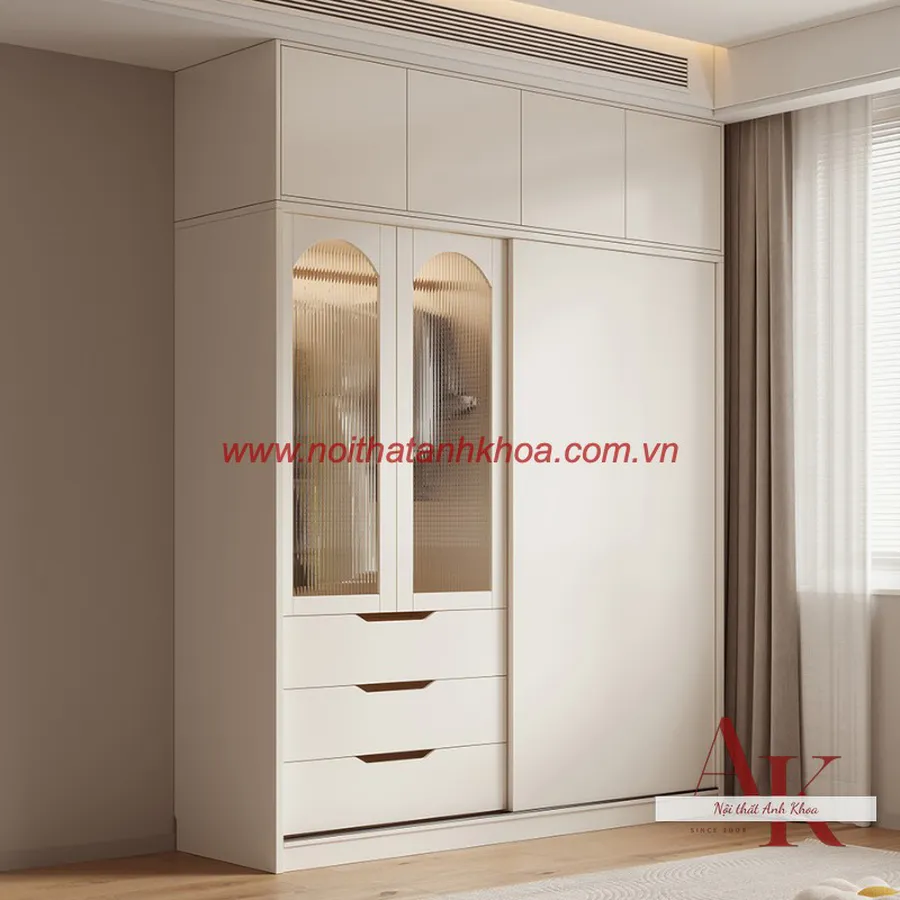 Tủ Quần Áo Cánh Kính Gỗ Công Nghiệp Đẹp Hiện Đại