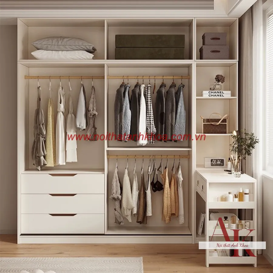 Tủ Quần Áo Cánh Kính Gỗ Công Nghiệp Đẹp Hiện Đại