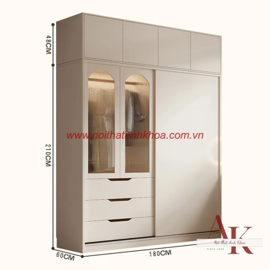 Tủ Quần Áo Cánh Kính Gỗ Công Nghiệp Đẹp Hiện Đại