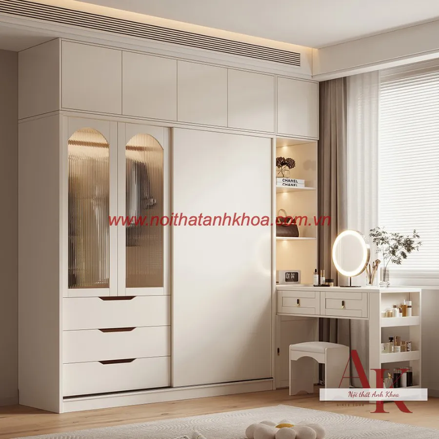 Tủ Quần Áo Cánh Kính Gỗ Công Nghiệp Đẹp Hiện Đại