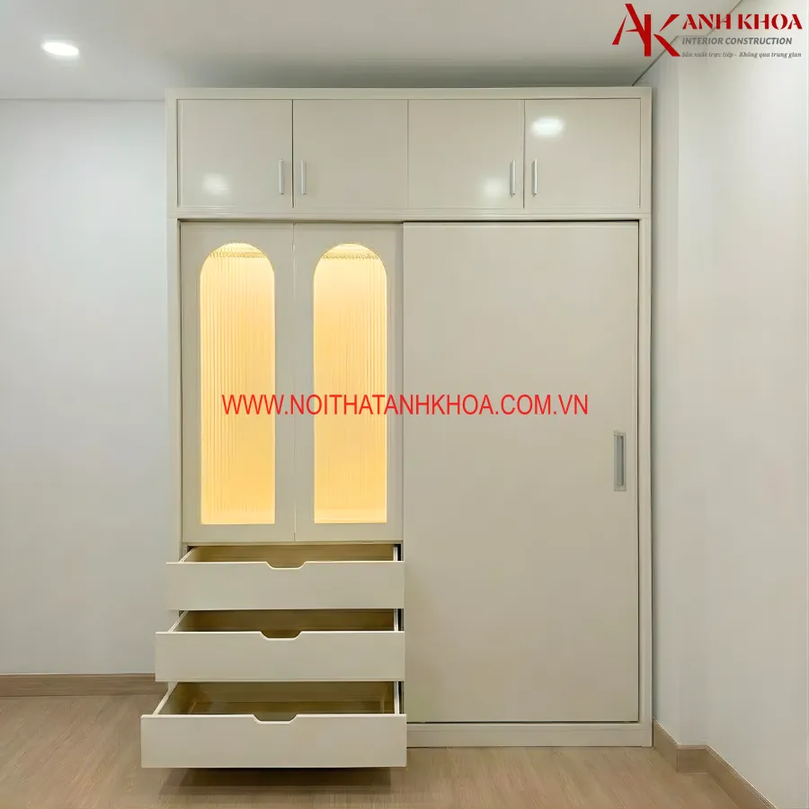 Tủ Quần Áo Cánh Kính Gỗ Công Nghiệp Đẹp Hiện Đại