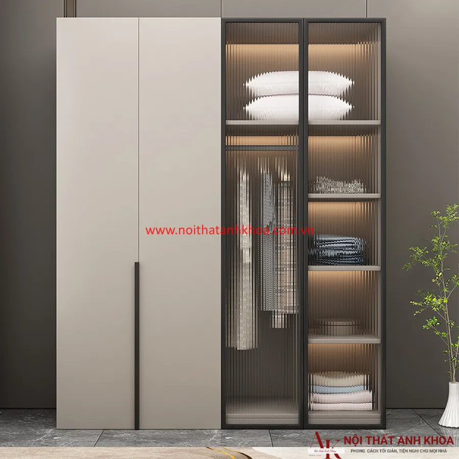 Tủ Quần Áo Cánh Kính Gỗ MDF Thiết Kế Sang Trọng Hiện Đại