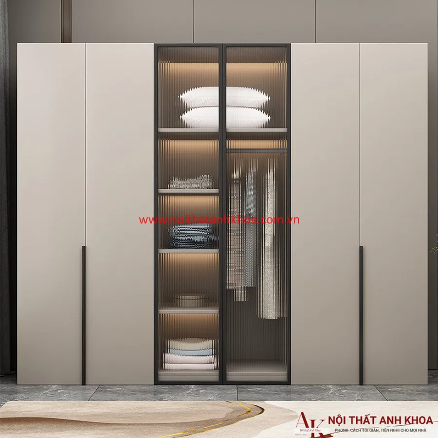 Tủ Quần Áo Cánh Kính Gỗ MDF Thiết Kế Sang Trọng Hiện Đại