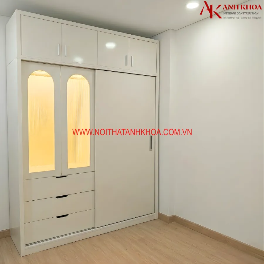 Tủ Quần Áo Cánh Kính Gỗ Công Nghiệp Đẹp Hiện Đại