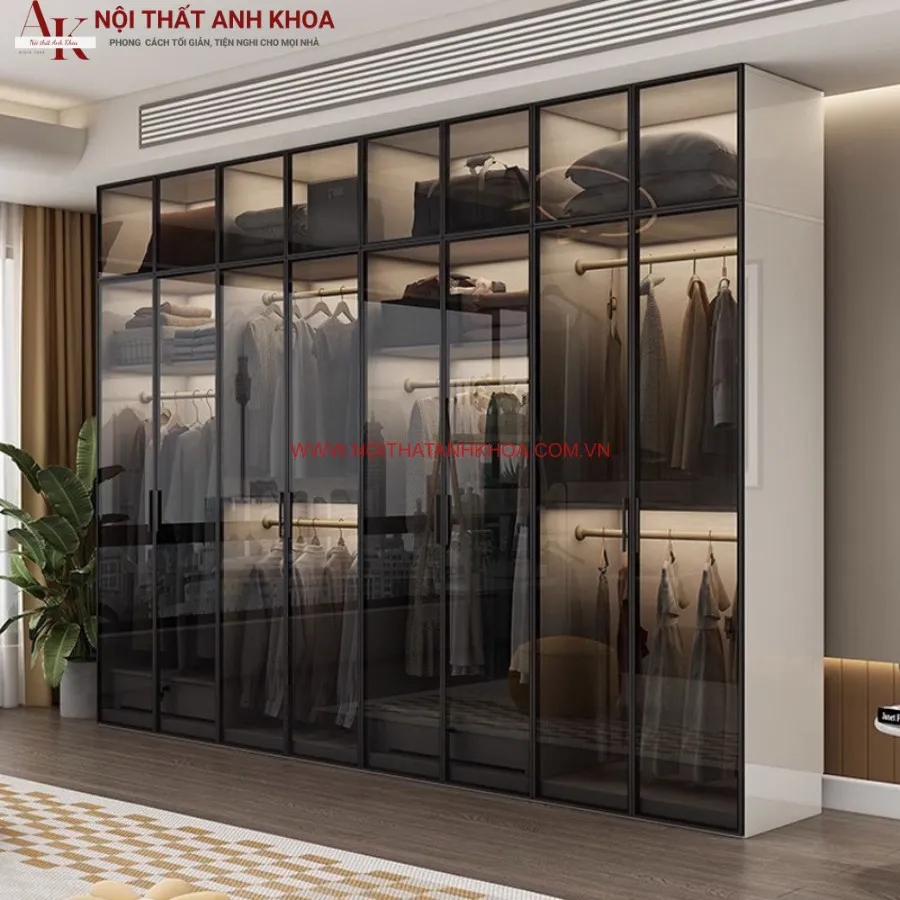 Tủ Quần Áo Cánh Kính Khung Nhôm Cao Cấp Hiện Đại