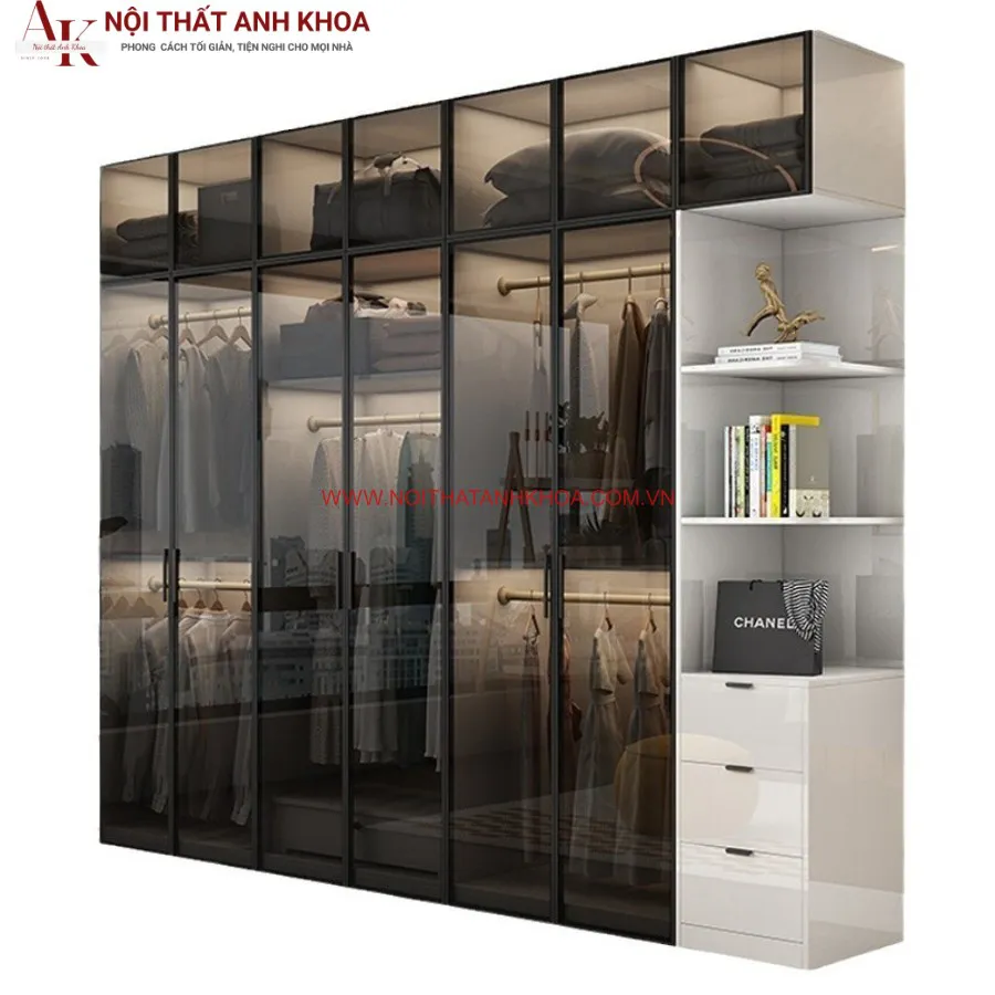Tủ Quần Áo Cánh Kính Khung Nhôm Cao Cấp Hiện Đại
