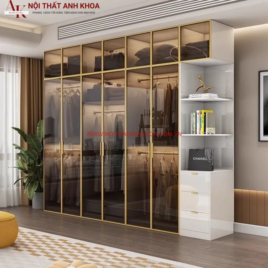 Tủ Quần Áo Cánh Kính Khung Nhôm Cao Cấp Hiện Đại