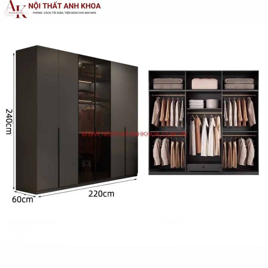 Tủ Quần Áo Cánh Kính Mẫu Mã Đẹp Cao Cấp