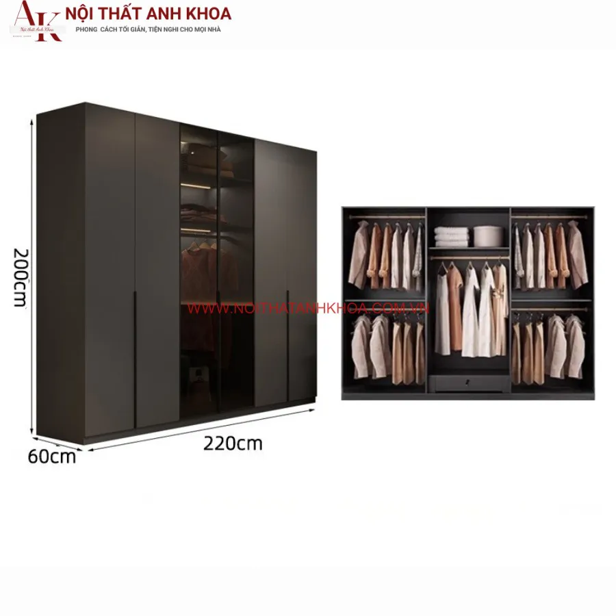 Tủ Quần Áo Cánh Kính Mẫu Mã Đẹp Cao Cấp
