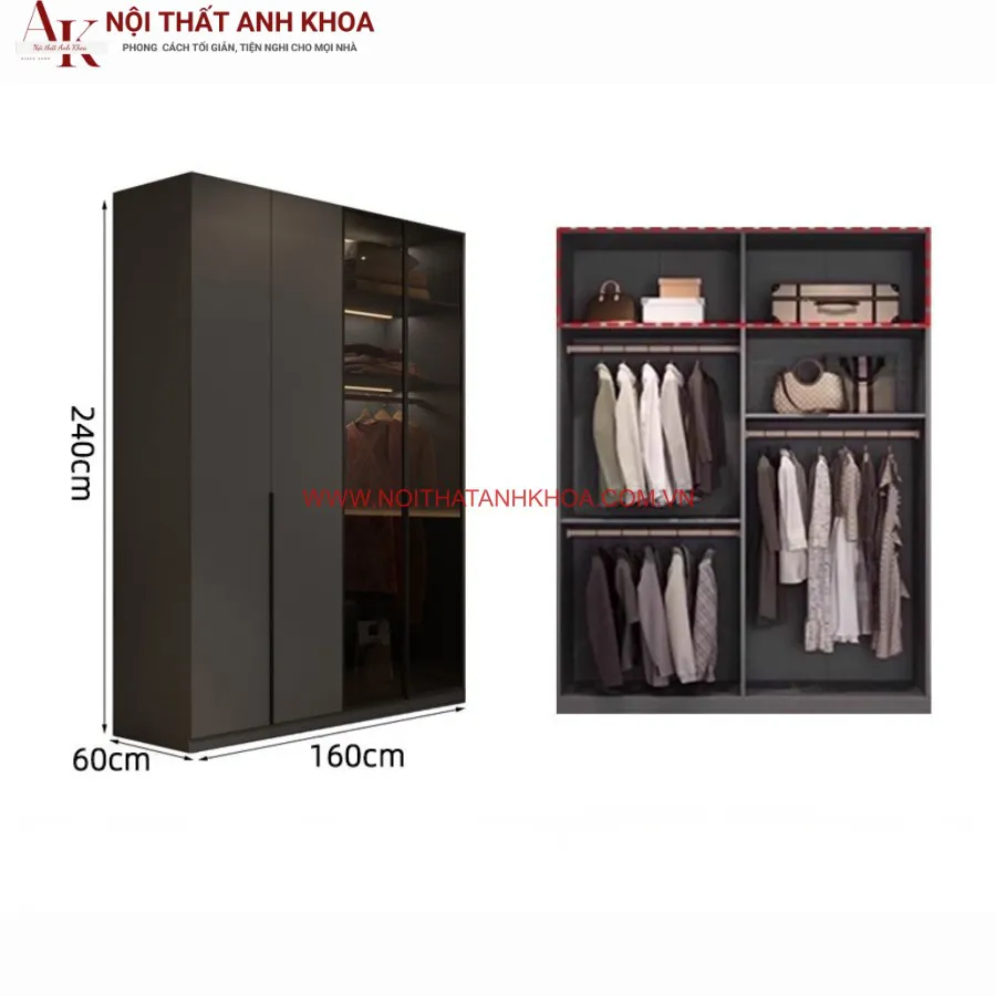 Tủ Quần Áo Cánh Kính Mẫu Mã Đẹp Cao Cấp