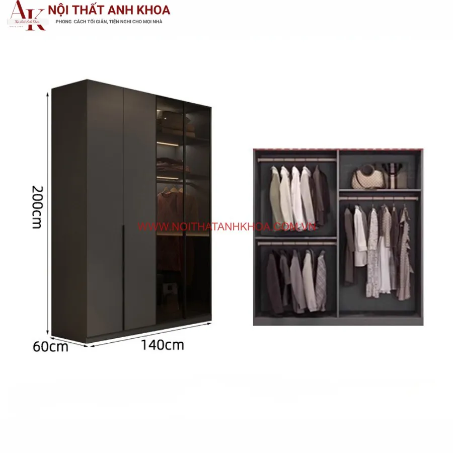 Tủ Quần Áo Cánh Kính Mẫu Mã Đẹp Cao Cấp