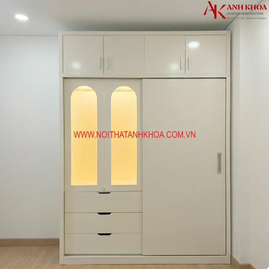 Tủ Quần Áo Cánh Kính Gỗ Công Nghiệp Đẹp Hiện Đại