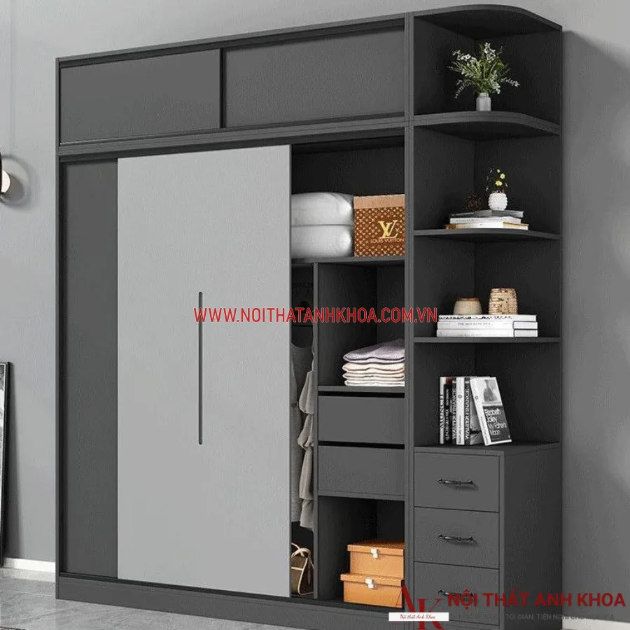 Tủ Quần Áo Cánh Trượt Gỗ Công Nghiệp Cao Cấp