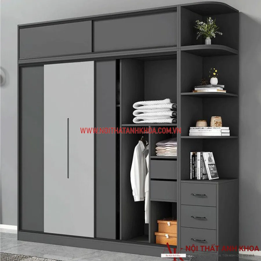 Tủ Quần Áo Cánh Trượt Gỗ Công Nghiệp Cao Cấp