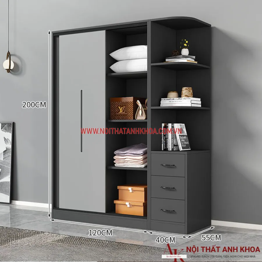 Tủ Quần Áo Cánh Trượt Gỗ Công Nghiệp Cao Cấp