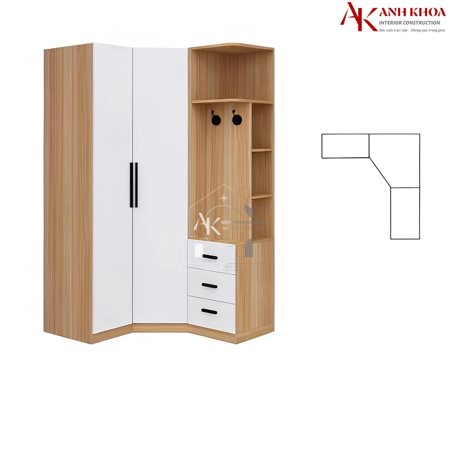 Tủ Quần Áo Chữ L Gỗ Công Nghiệp