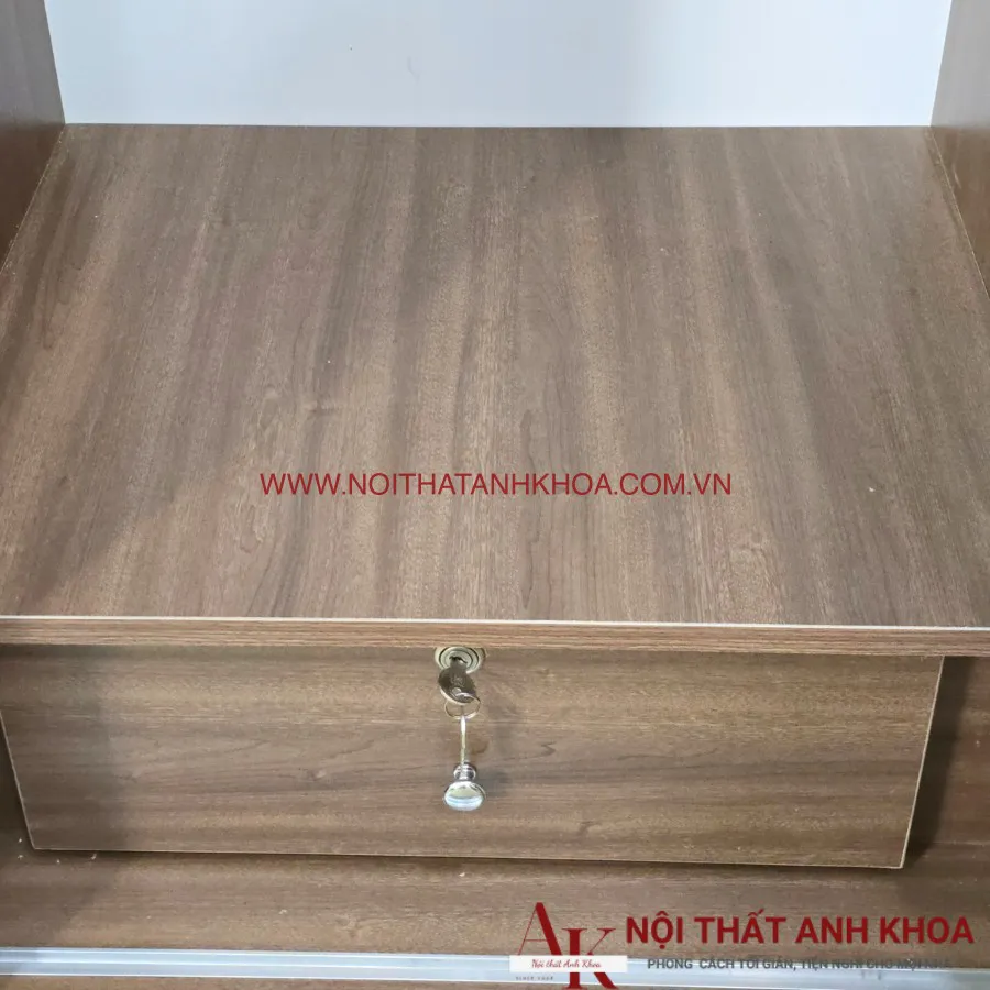 Tủ Quần Áo Cửa Kéo Màu Nâu Vân Gỗ Phối Sọc Trắng Giá Rẻ