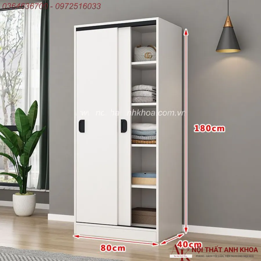 Tủ Quần Áo Cửa Lùa 2 Cánh Đơn Giản Giá Rẻ