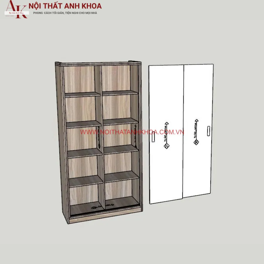 Tủ Quần Áo Cửa Lùa 2 Cánh Đơn Giản Giá Rẻ