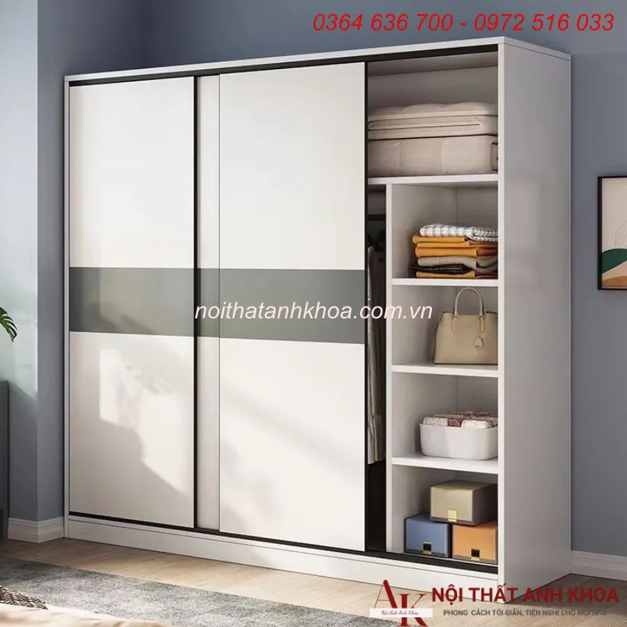 Tủ Quần Áo Cửa Lùa 2 Cánh Gỗ Công Nghiệp Đẹp Giá Rẻ