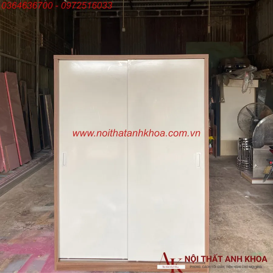 Tủ Quần Áo Cửa Lùa 2  Cánh Gỗ Công Nghiệp Phối Màu Đẹp Giá Rẻ