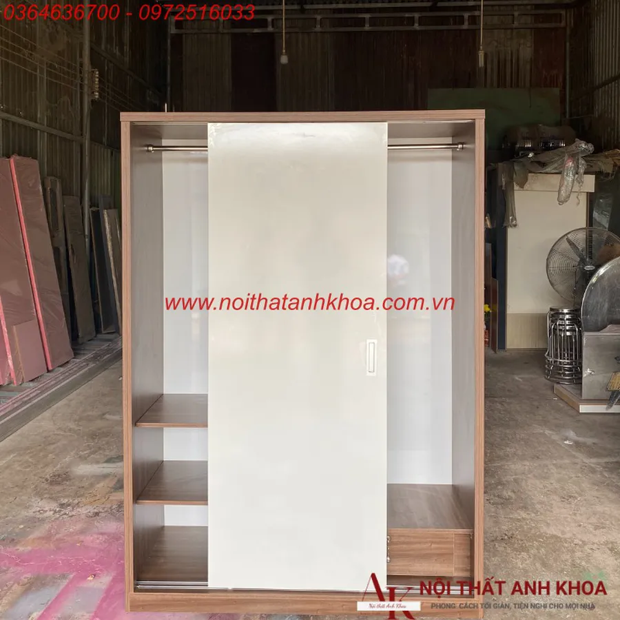 Tủ Quần Áo Cửa Lùa 2  Cánh Gỗ Công Nghiệp Phối Màu Đẹp Giá Rẻ