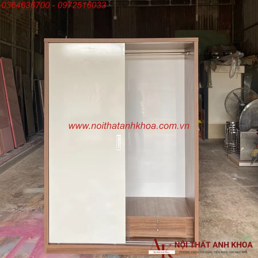 Tủ Quần Áo Cửa Lùa 2  Cánh Gỗ Công Nghiệp Phối Màu Đẹp Giá Rẻ