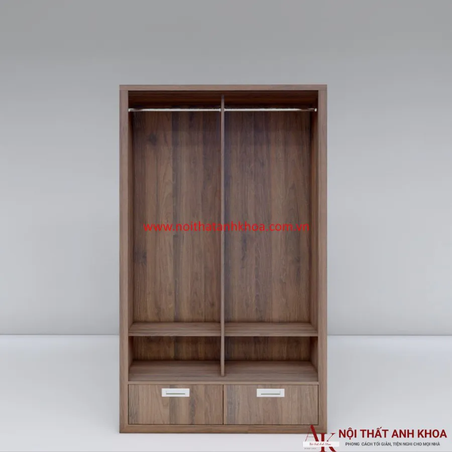 Tủ Quần Áo Cửa Lùa 2 Cánh Gỗ MDF Màu Óc Chó Giá Tốt