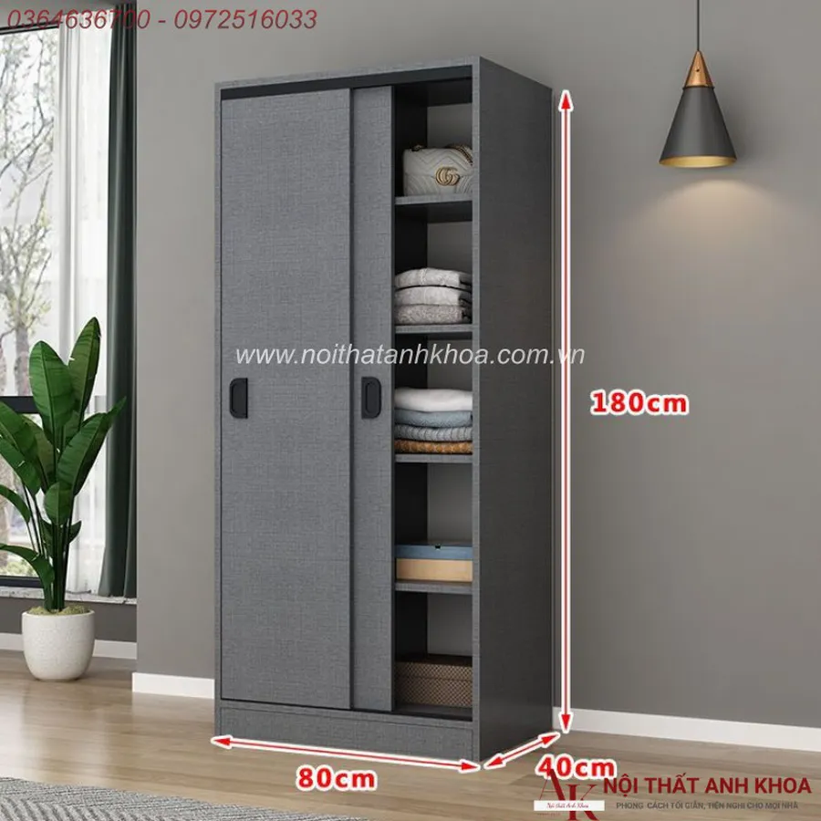 Tủ Quần Áo Cửa Lùa 2 Cánh Đơn Giản Giá Rẻ