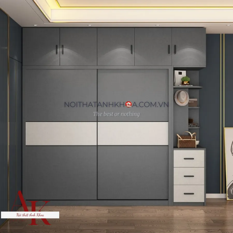 Tủ Quần Áo Cửa Lùa Gỗ Công Nghiệp MDF Thiết Kế Hiện Đại
