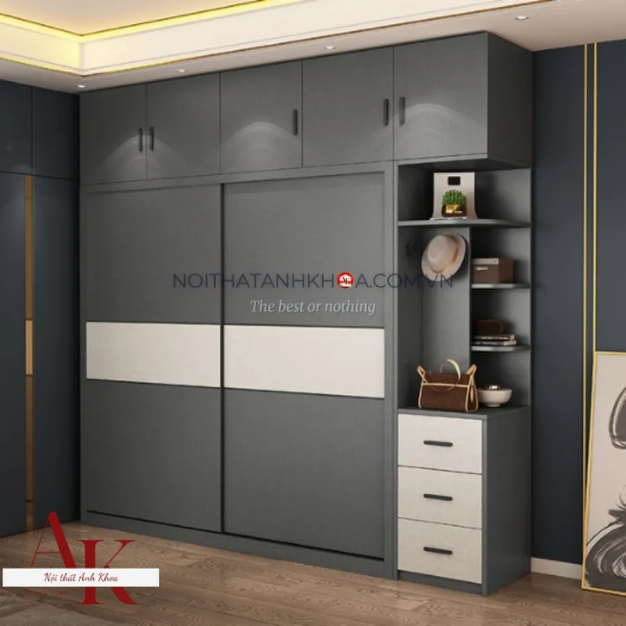 Tủ Quần Áo Cửa Lùa Gỗ Công Nghiệp MDF Thiết Kế Hiện Đại