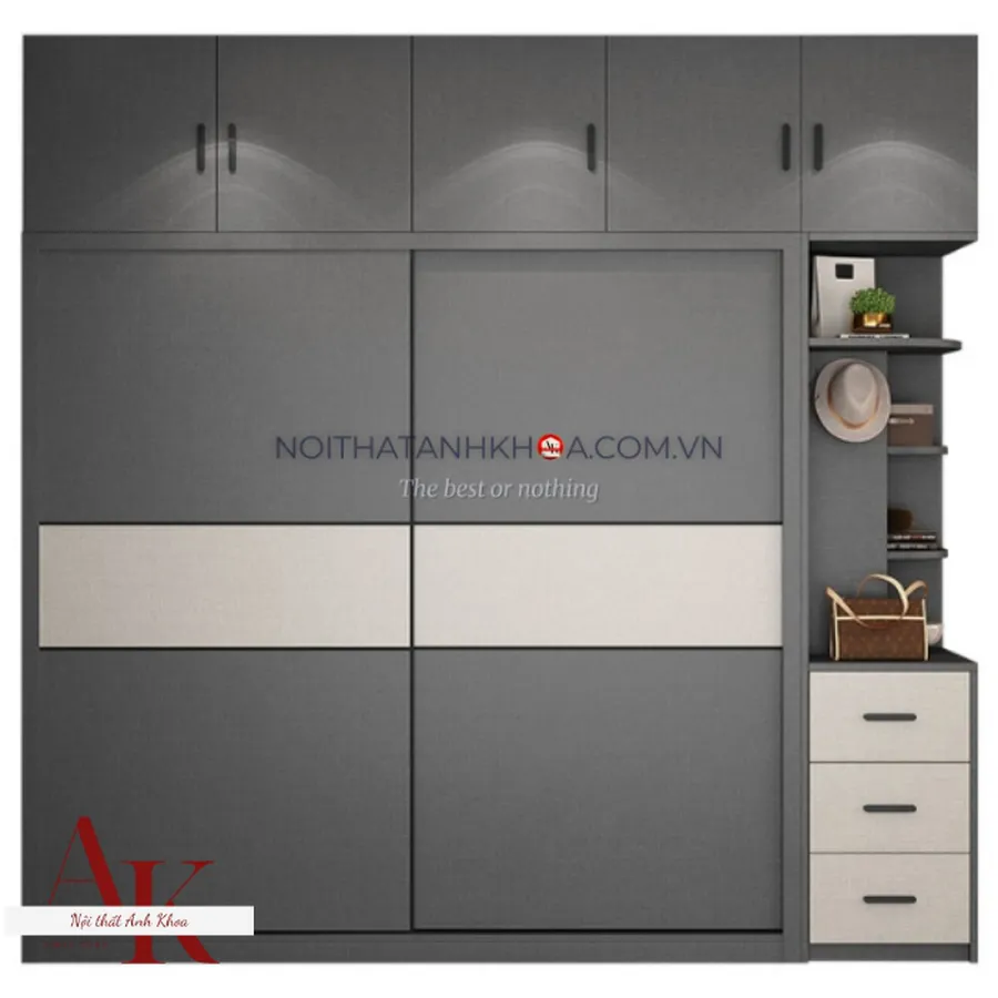 Tủ Quần Áo Cửa Lùa Gỗ Công Nghiệp MDF Thiết Kế Hiện Đại
