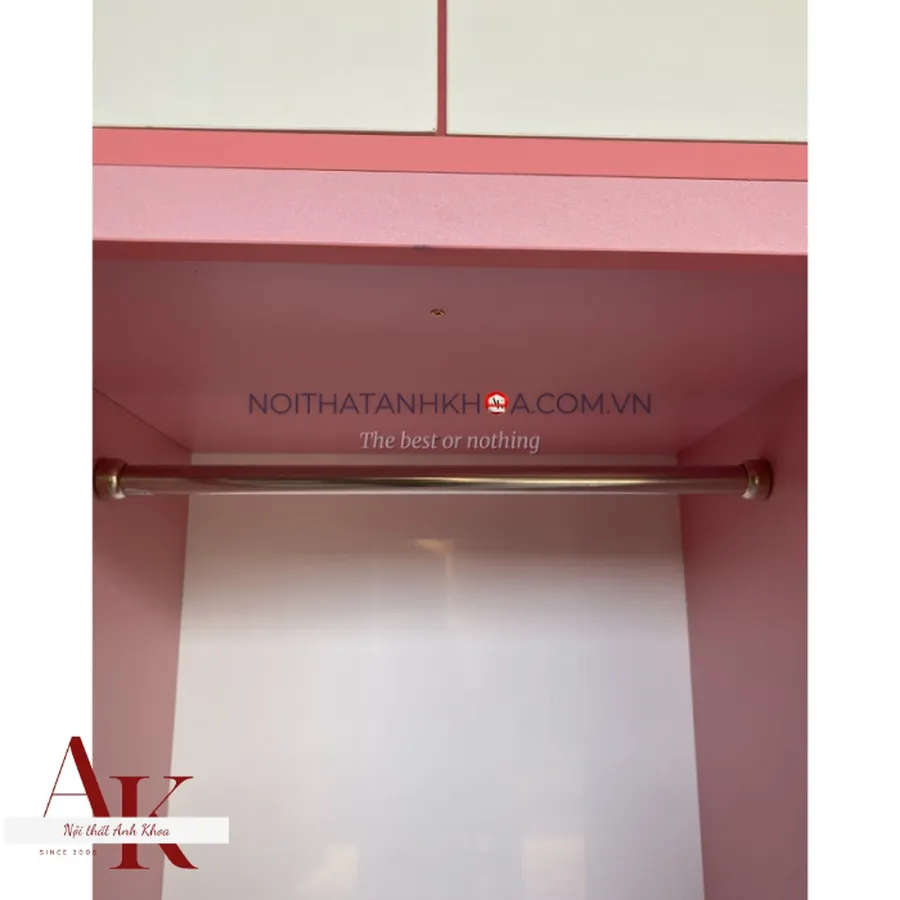 Tủ Quần Áo Cửa Lùa Gỗ MDF Màu Hồng Cá Tính Hiện Đại