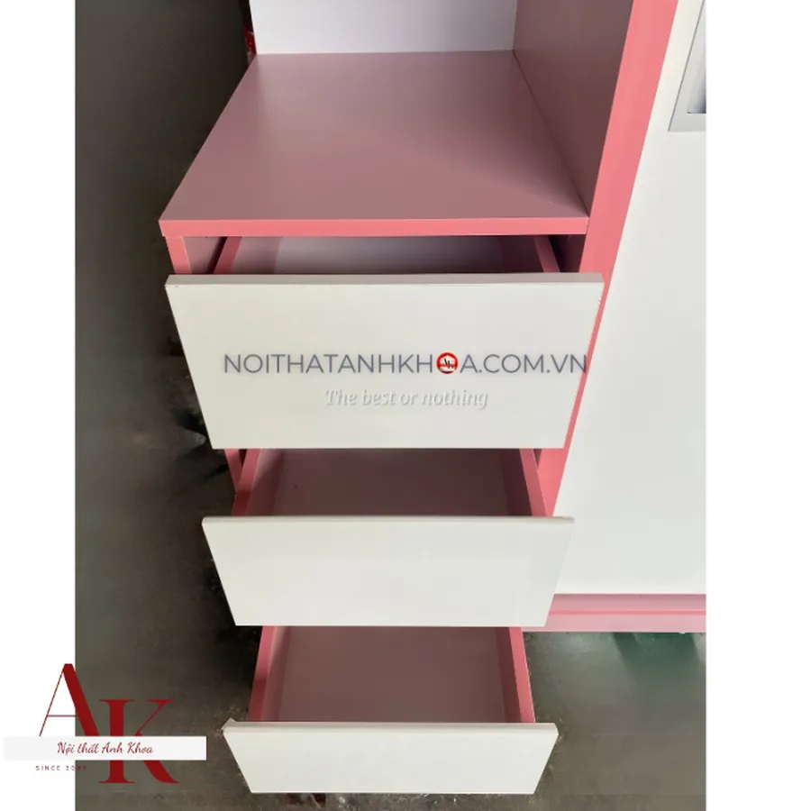 Tủ Quần Áo Cửa Lùa Gỗ MDF Màu Hồng Cá Tính Hiện Đại