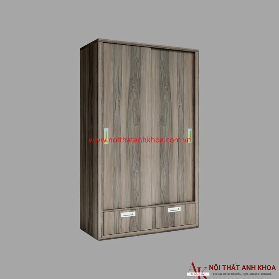 Tủ Quần Áo Cửa Lùa Gỗ MDF Màu Nâu Vân Gỗ Giá Rẻ