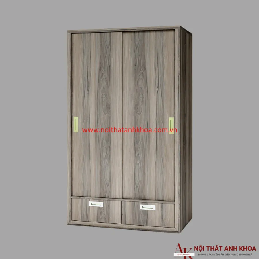 Tủ Quần Áo Cửa Lùa Gỗ MDF Màu Nâu Vân Gỗ Giá Rẻ