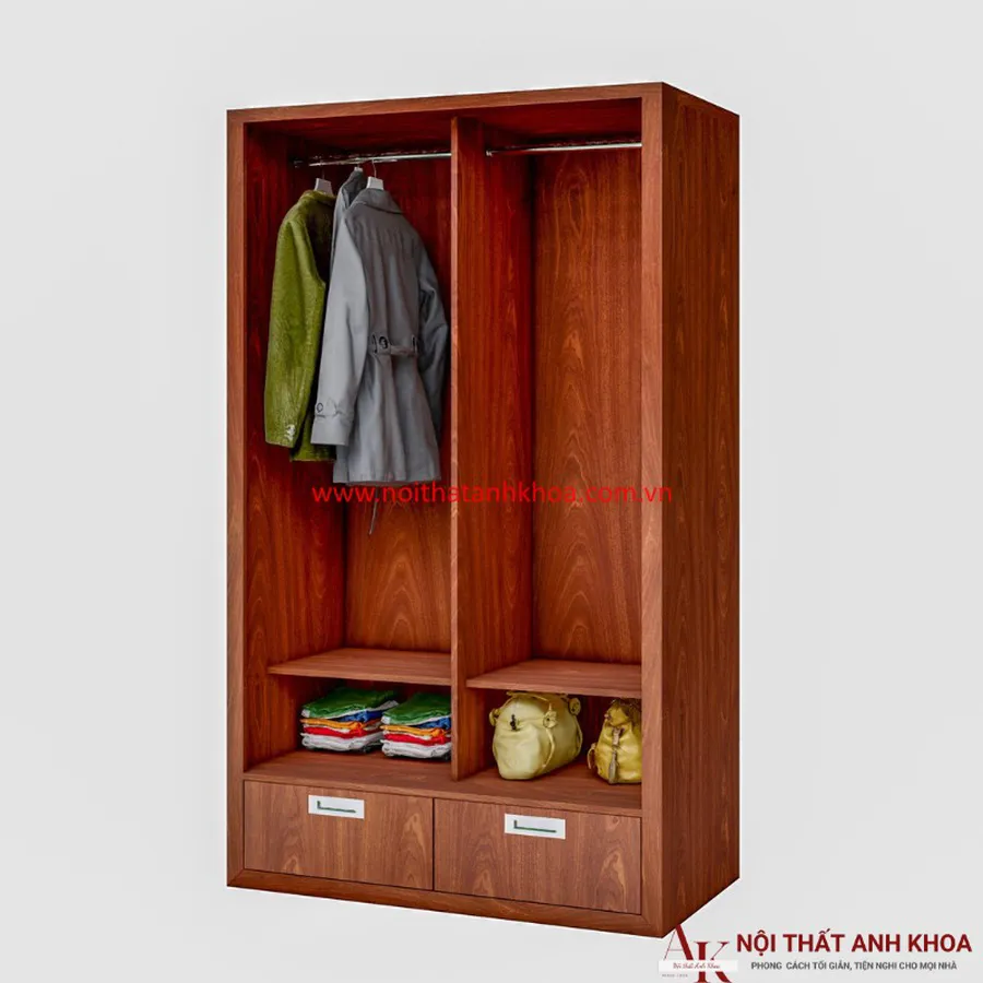 Tủ Quần Áo Cửa Lùa Gỗ MDF Màu Xoan Giá Rẻ