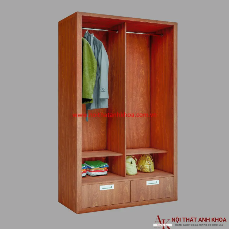 Tủ Quần Áo Cửa Lùa Gỗ MDF Màu Xoan Giá Rẻ