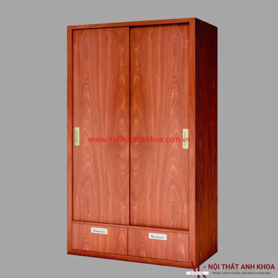 Tủ Quần Áo Cửa Lùa Gỗ MDF Màu Xoan Giá Rẻ